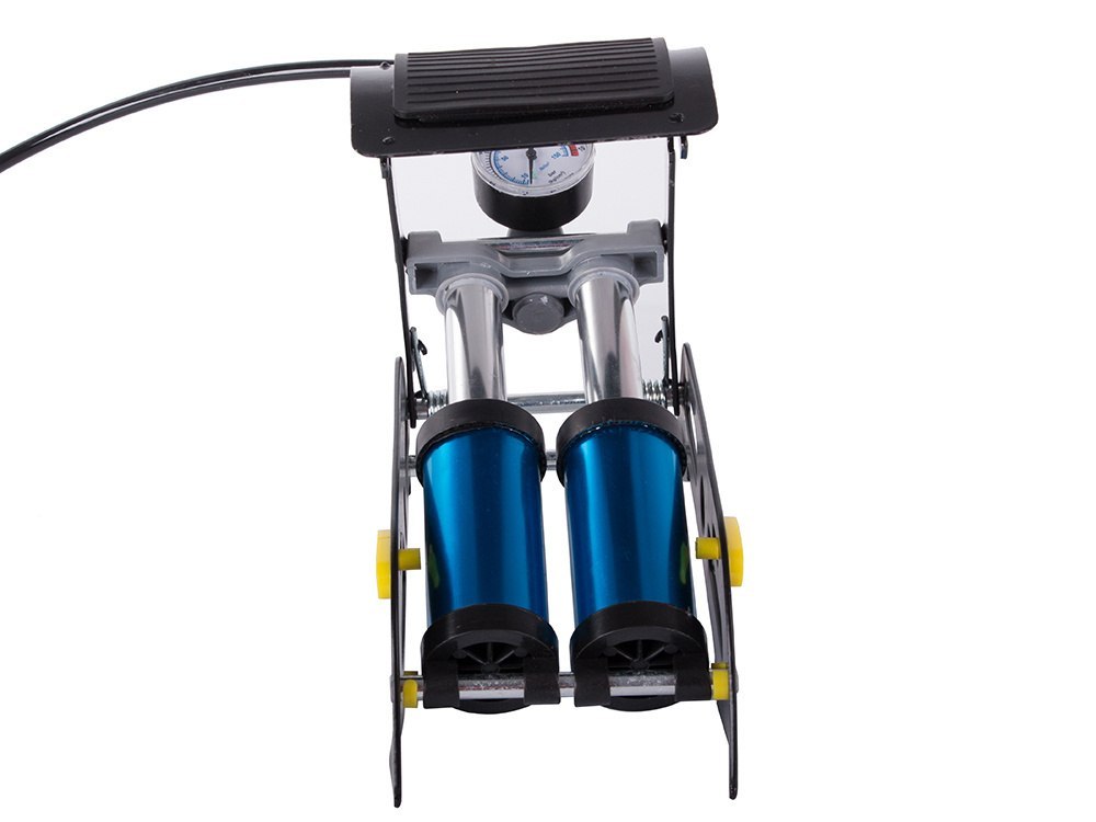 POMPKA SAMOCHODOWA NOŻNA DWUTŁOKOWA KOŃCOWKI ROWER AUTO DO PIŁEK MATERACA